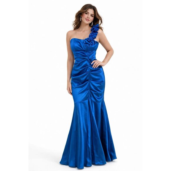 Blondie Nites Dresses & Skirts - BLONDIE NITES maxi dress electric blue 7 vintage 2000s Y2K one shoulder prom